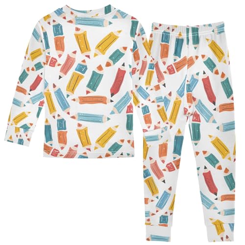 ALAZA Funny Pencil Pajamas Long Sleeve Sleepwear 2-Piece Pajama Set2