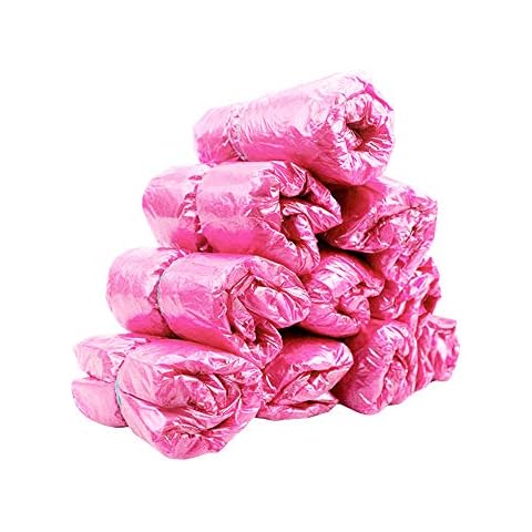 KINDOYO Waterproof Shoe Covers - 5 Pack of 500 Overshoes Disposable Non-Slip Extra Thick Boot Shoe Covers for Carpet Floor Protection Indoor, pink/5 pack, one size Cover
