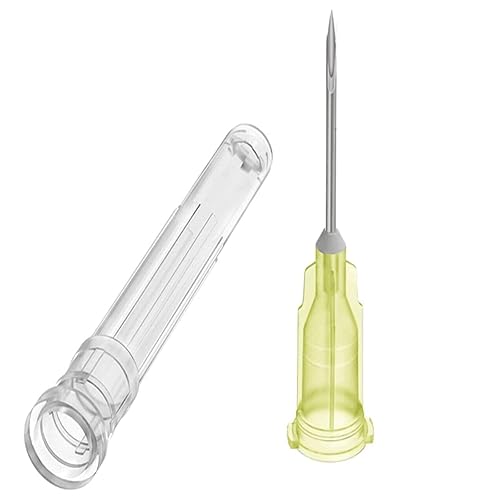 100 agujas de jeringa de 30 Ga de 12 pulgadas con tapa, accesorios de dispensación de laboratorio, empaquetadas individualmente