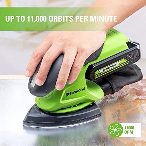 Greenworks 24V Finishing Sander 11,000 Opm Cordless With 2Ah Battery And Charger #TOP2
