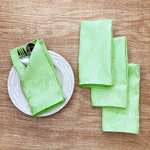 CAIT CHAPMAN HOME COLLECTION Spring Summer Botanic Garden Themed Jacquard Woven Napkin (Napkin Set of 4, Mint)