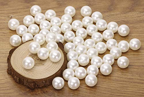 Shapenty Plastic No Holes Round Pearl Beads Bulk for Vase Filler Table Scatter Wedding Birthday Party Home Decoration Lipstick Eyeliner Makeup Brush Holder Art Craft Beads, 300PCS (Ivory, 12mm)