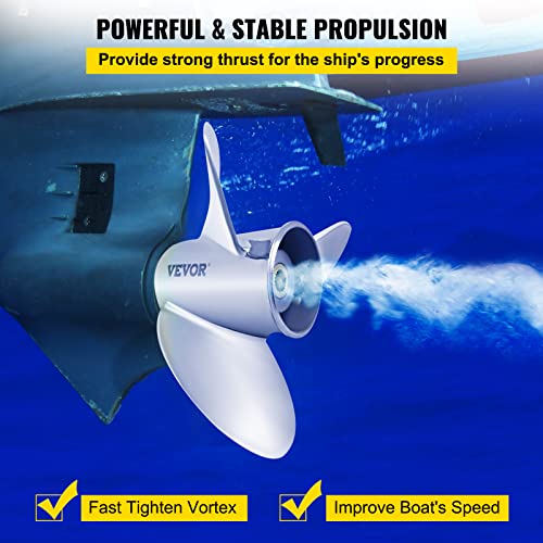 Vevor Outboard Propeller, Replace For Oem 765183, 3 Blades 13 1/4" X 17" Pitch Aluminium Boat Propeller, Compatible With 40-140Hp 2-Stroke Evinrude Outboard, W/ 13 Tooth Splines, Rh #TOP2