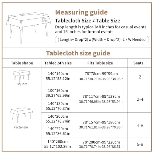 Linen Tablecloths for Square Tablecloth,Beige Tablecloth Advanced Waterproofing Technology for Dinningroom,Farmhouse