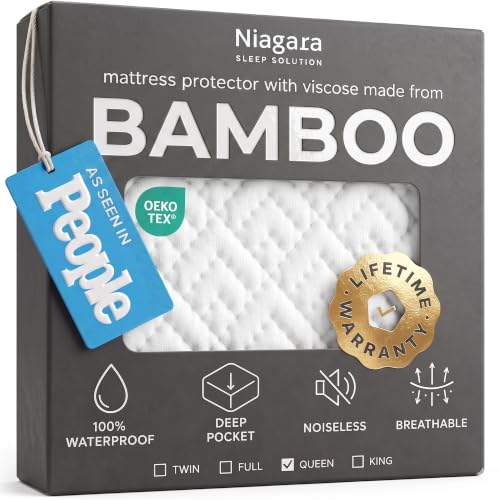 100% Waterproof Queen Mattress Protector - 360 Pad Protection Against Spills, Stains & Accidents for...