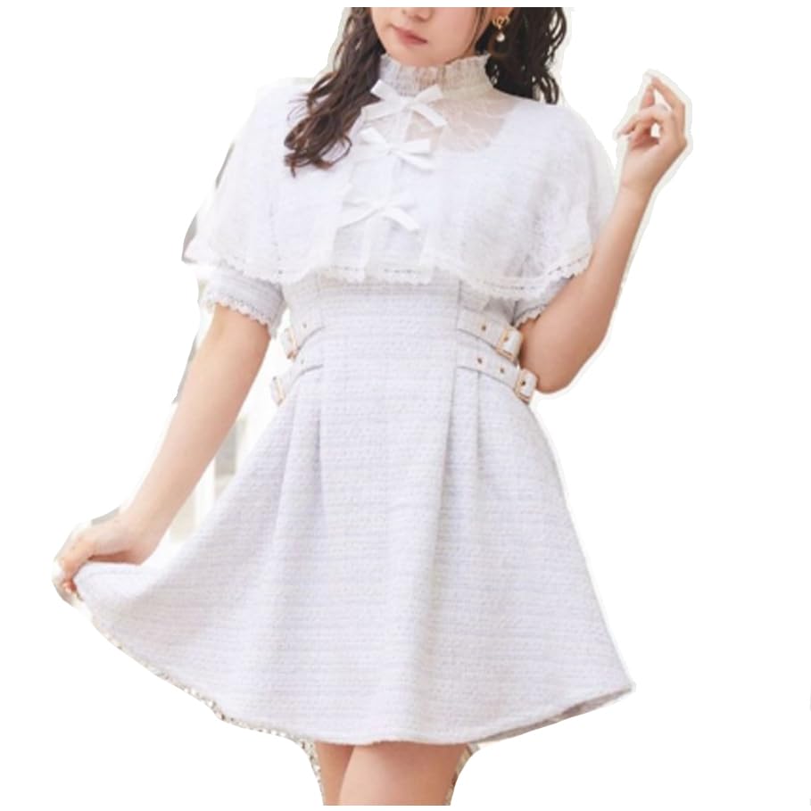 Amazon.co.jp: [ROJITA] ロジータ 長袖 トリプルリボン ツイードケープ 