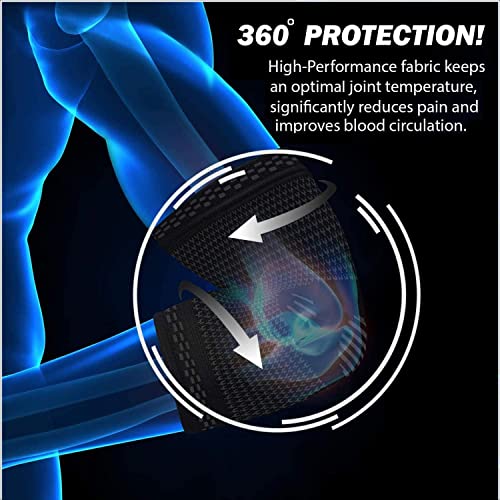 Image of serveuttam� Elbow Support for Gym - Elbow Brace for Men Women Workout | Elbow Compression Sleeves with Straps for Tendonitis Pain Relief, Tennis, Volleyball, Cricket - Elbow Band (XL, Blue)