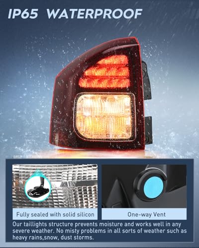 Image of Nilight Taillight Assembly Compatible with 2014 2015 2016 2017 Jeep Compass | Tail Light OE Style Rear Lamp Replacement Driver Side w /Bulbs