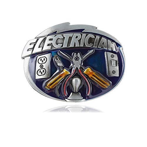 xinqida Adult Electrician Tools Pattern Cowboy Belt Buckle Fashion Blue Collar Trade Union Belt Buckle,Large