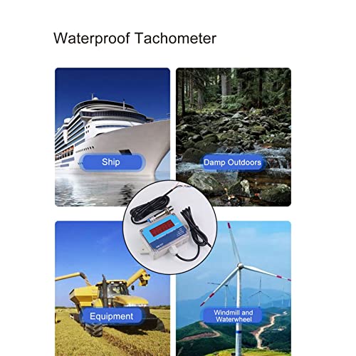 DC 8V-24V Motordrehzahlmesser, Automatisierte Industrie Zubehör für Motorausrüstung 10-9999 Messbereich Digitaler Drehzahlmesser LED-Anzeige Tachometer Motordrehzahlmesser