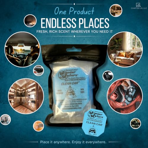 Image of Wonder Wafers 20 Count Air Fresheners Individually Wrapped, Clean Car Fragrance