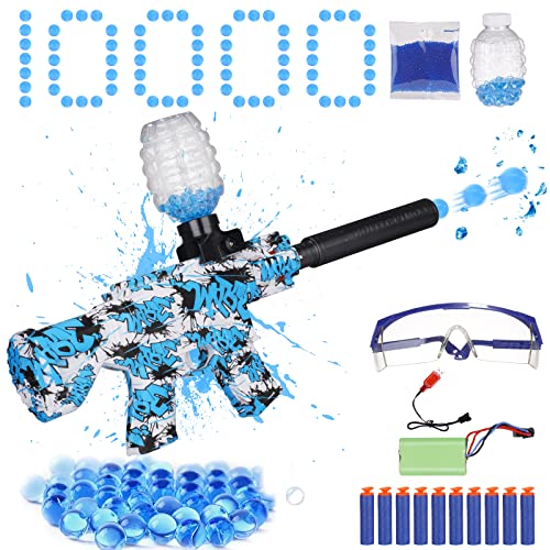 Gel Blaster, Blaster À Boules de Gel électrique, Pistolet Splash Ball avec 10000 Munitions, 10 Fléchettes et Lunettes de Protection, Pistolet Jouet pour Jeux de tir en équipe en Plein Air Cover
