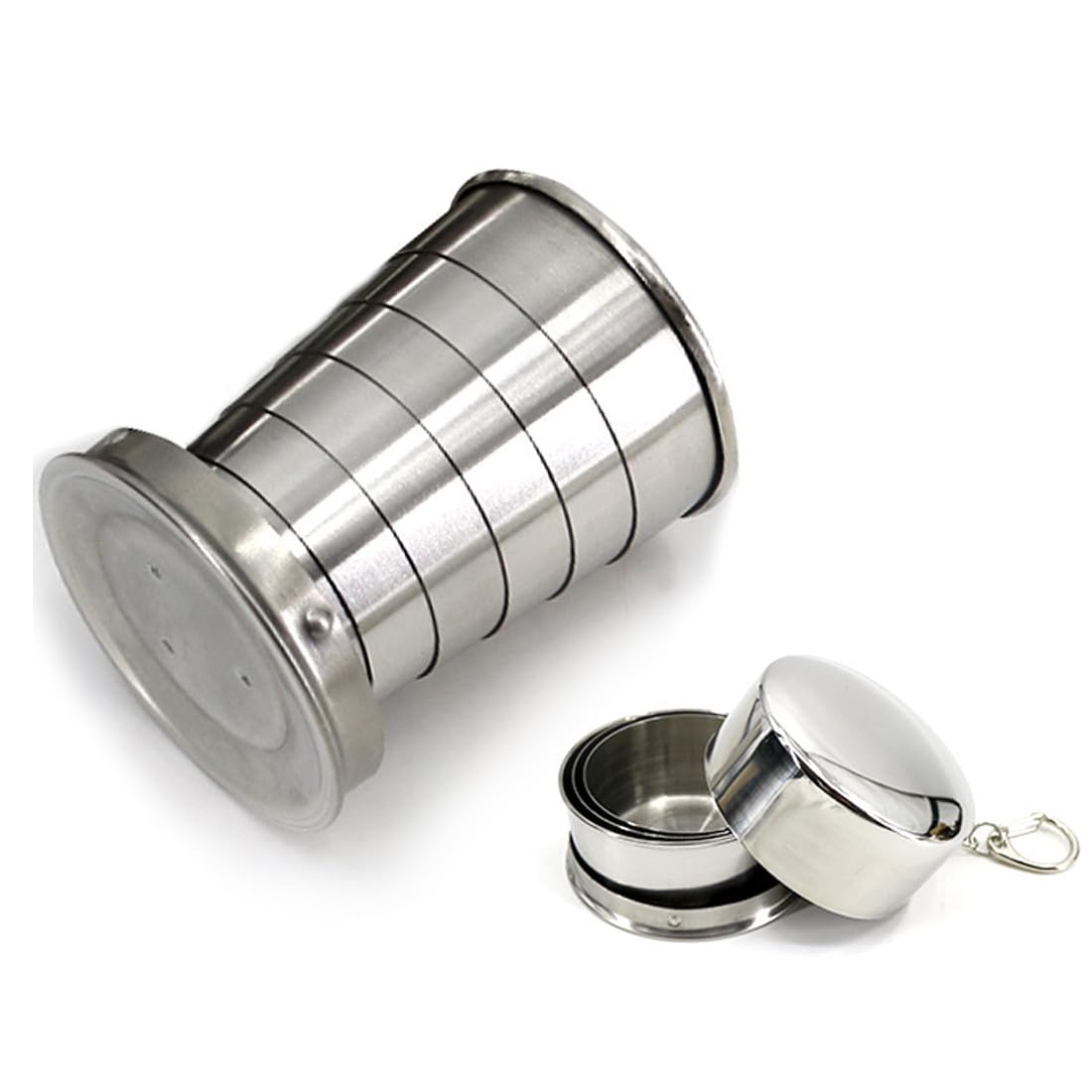 1 Taza plegable de acero inoxidable- Lightweighte Metal Cup | 75 ml vaso plegable de acero inoxidable,taza plegable portátil con llavero,taza telescópica al aire libre para senderismo al aire