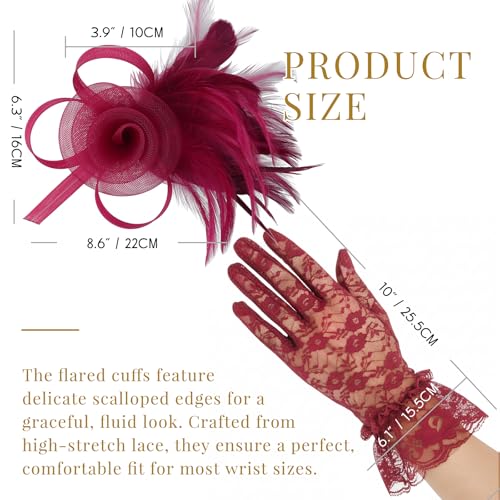 Image of DRESHOW Fascinators Hats for Women Tea Party Fascinator Hats Vintage 50s Headwear Cocktail Wedding Church Derby Hat