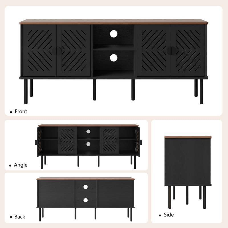Image of ARTPOWER 55 inch TV Stands, Entertainment Center with Storage, Black