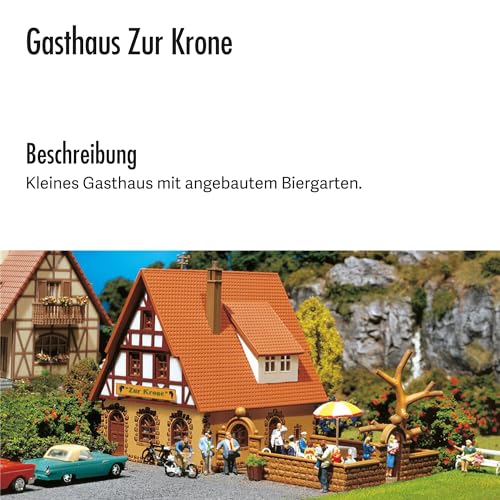 FALLER Gasthaus Zur Krone Modellbausatz mit 42 Einzelteilen 167 x 105 x 100 mm I Modelleisenbahn Zubehör H0 I Modelleisenbahn H0 Gastro-Fachwerkhaus, Divers