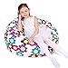 Lukeight Stuffed Animal Storage Bean Bag Chair, Bean Bag Cover for Organizing Kid's Room - Fits a Lot of Stuffed Animals, X-Large/Flowers White