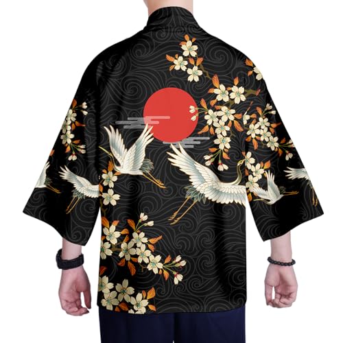 AMOMA Men Japanese Kimono Lightweight Loose Breathable Casual Cardigan Coat Top Yukata Jacket(4XL,Color05)2