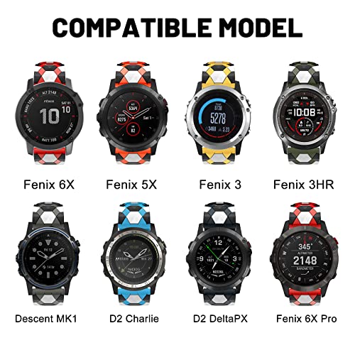 MYSNBKN Fenix 7X Strap 26mm Silicone bands for Garmin Fenix 7X/Fenix 6X/Fenix 6X Pro/Fenix 5X/Fenix 5X Plus/Fenix 3/Fenix 3 HR(Quick Fit) - Image 4