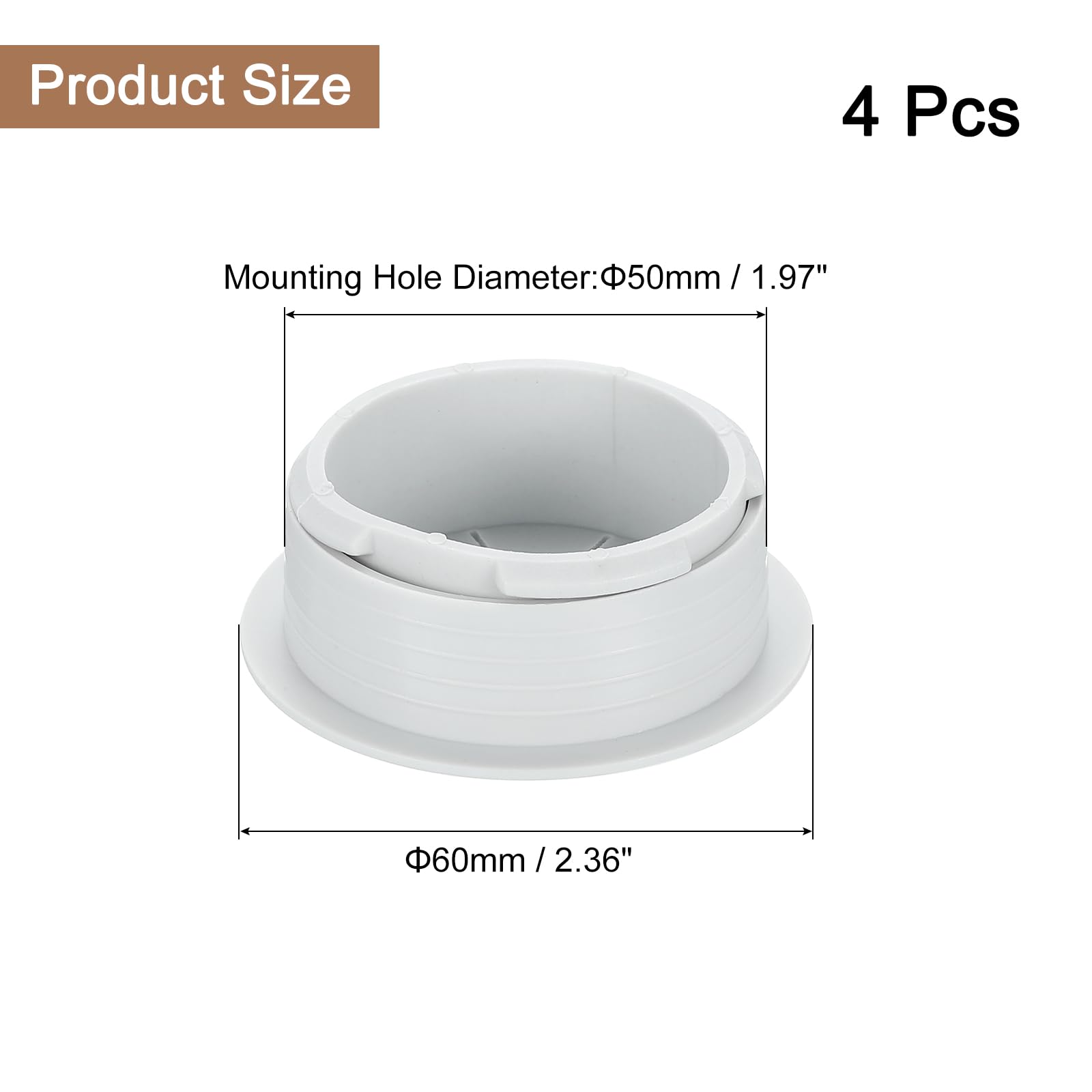 uxcell 4 Pcs Desk Grommet, 1.97 inch 50mm Desk Cable Hole Cover Wire Hole Insert for Home Office Table Cabinet Cord Organizer, Gray