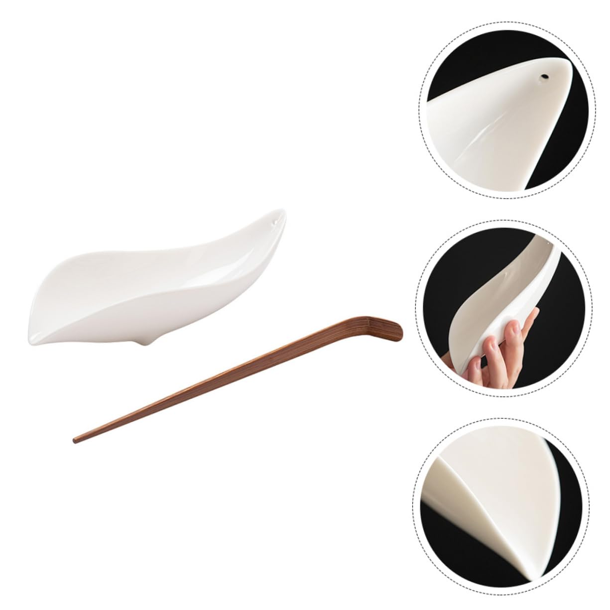Zerodeko 2Pcs Tea Scoop and Ceramic Tea Container Essential Chinese Kung Fu Tea Accessories for Loose Tea and Craftsmanship for Tea Ceremony