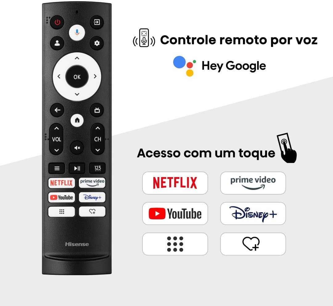 Hisense Smart TV UHD 4K Mini LED 55" Polegadas 55U6N Google TV, Processador com AI, HDR10+, Dolby Atmos, Sports Mode, Game Mode Plus e Compatível com Alexa