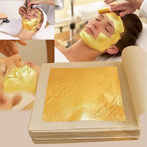 Image of 24k Pure Edible Gold Vark Golden leaf 50MMx50MM Gold Foils 25 sheets for cake sweets ayurvedic medicine face treatment anti aging spa (25)