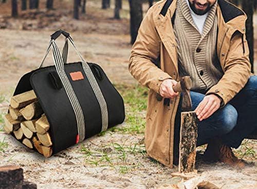 Indoor Heavy Firewood Log Carrier Tote, Oxford Canvas Fabric Foldable Wood Carrier Padded Handles, Outdoor Large Capacity Firewood Carrier Bag with Hook and Loop - Image 7