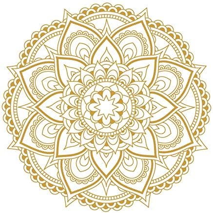 Mandala Flower Wall Decal Vinyl Sticker Boho Bedroom Decor Stickers Wall Art Decor Meditation Yoga Mural WU293 (Gold)
