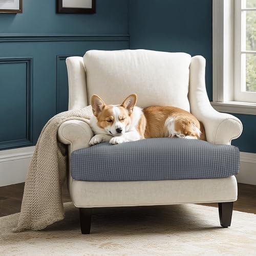 Image of CHUN YI Stretch Chair Couch Cushion Cover Suitable for Armchair, Sofa Seat Slipcover with Spandex Jacquard Fabric(Small,Light Grey)