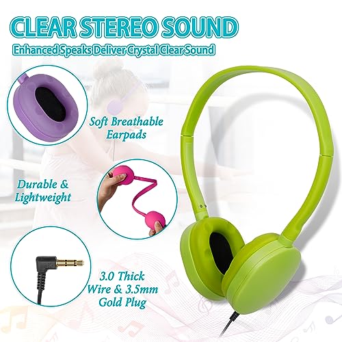 Image of Headphones Bulk 24 Pack for Classroom School,Wholesale Earphones | Class Set for Students Teens and Adult Multi Color 3.5mm Jack (12 Colors)
