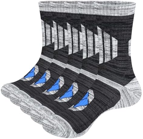 YUEDGE Mens Socks Sweat Wicking Anti Smell Cotton Cushioned Crew Casual Everyday Work Socks for Men, 5 Pairs