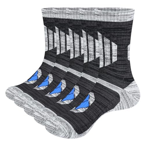 Mens Socks Sweat Wicking Anti Smell Cotton Cushioned Crew Casual Everyday Work Socks for Men, 5 Pairs