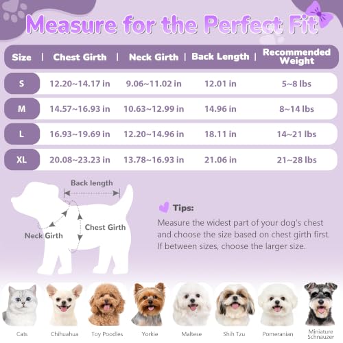 Image of YUDODO Bowknot Dog Sweater Dress for Small Dogs Girl, Stretchy Pet Clothes | Fall Winter Warm Pet Sweater, With Leash Hole, Cute Bowknot, Stretchy, Turtleneck, For Yorkies Chihuahua, Purple, S