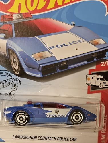 Hot Wheels Lamborghini Countach Police Car Azul 1:64 miniatura 3
