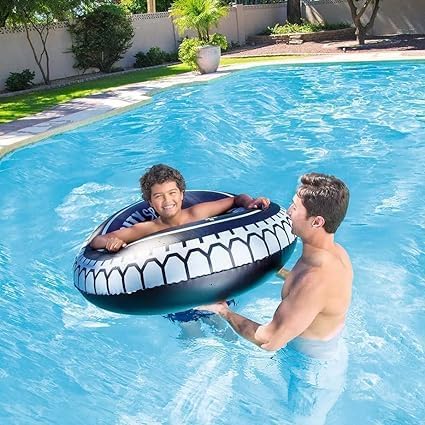 Inflatable Pool Float Tyre Tube, 80 cm Black Swimming Ring for Adults, Summer Water Float for Pool Beach Lake 3