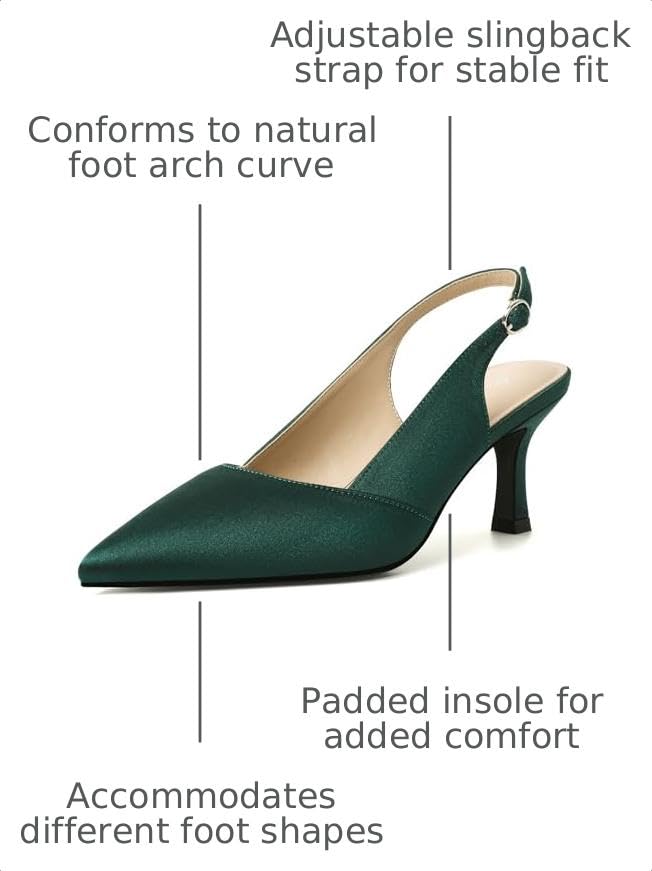 Image of Mostrin Kitten Heels for Women Slingback Pointed Closed Toe Heels Women's Pumps Shoes for Wedding, Party, Commuting