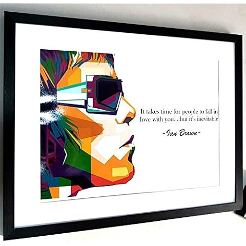Icon Republic Ian Brown/Stone Roses Luxury Framed Limited dition LARGE PRINT/RARE- Oasis Cover