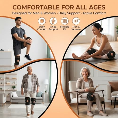 Image of DOLTAS Knee Brace Pair - Compression Knee Cap for Men Pain Relief & Women - Knee Support for Men Gym, Running, Arthritis, Joint Pain, Injury Recovery | (BLACK)