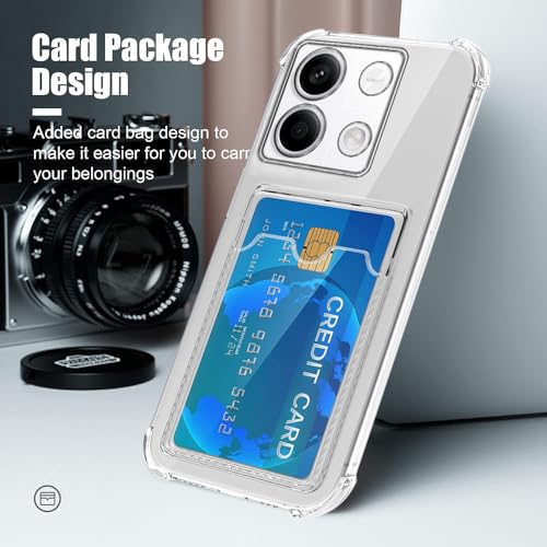Image of Amazon Basics Premium Shockproof Transparent TPU Back Case Cover with Built-in Slim Card Holder Wallet for Mi Redmi Note 13 5G - Clear