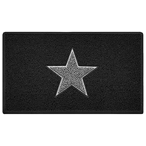 Nicoman STAR Door Mat|Entrance Barrier Dirt-Trapper Floor Mat|Patio Garden Conservatory Doormat|Indoor Outdoor Matt (75x44cm,Black with Grey Star) Cover