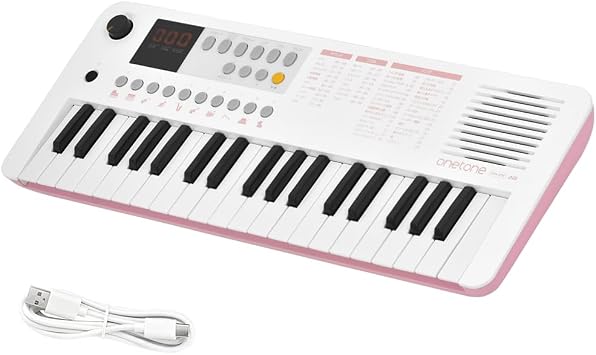 ONETONE OTK-37M/WHPK Electronic Keyboard, Mini 37 Keys, LED Display, USB to MIDI Compatible, Japanese Notation, OTK-37M/WHPK USB Cable Included