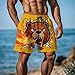 Mustard Yellow Man Print Pants Shorts for Mens Beach Funny Hawaiian Tropical Straight Leg Elastic Waist Summer Fall Shorts 2026 Clothing Fashion S