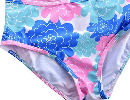 Image of Hilor Girl's Two Piece Swimsuits Long Sleeves Rashguard UPF 50+ Tankini Set Bathing Suits