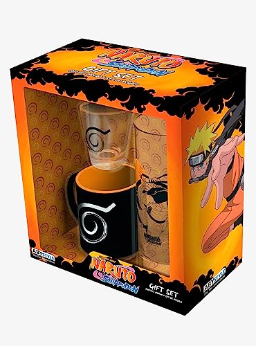 ABYSTYLE Naruto Shippuden Gift Set Includes 1 Drinking Glass, 1 Shot Glass and 1 Espresso Mug Drinkware Home Kitchen Merch Gift