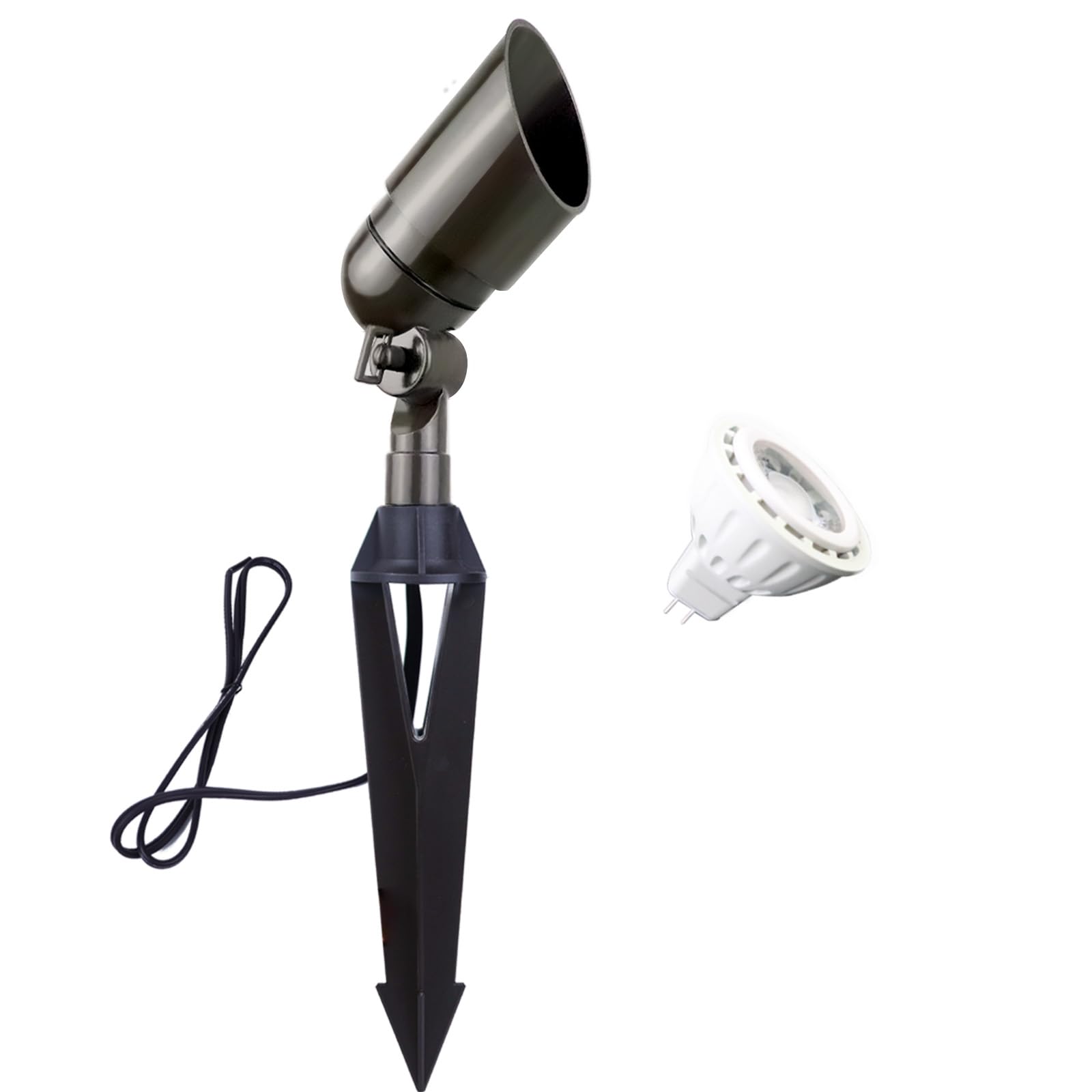 Cheopha12V Outdoor Low Voltage Landscape Lighting Spotlight, IP67 Waterproof Aluminum Body, Replaceable 4W MR16 LED Bulb (2700K Warm White) for Garden, Lawn, and Yard Lights 1-Pack