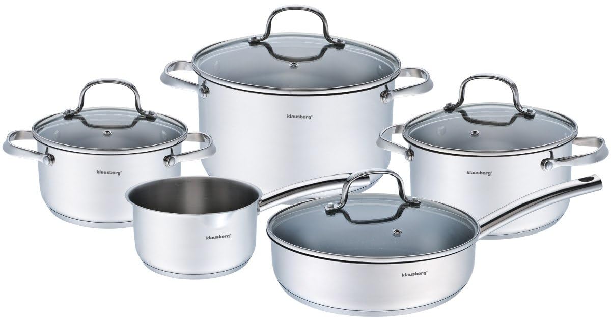 Garnki zestaw garnków zestaw garnków 9 elementów Klausberg KB-7215 stal 18/10