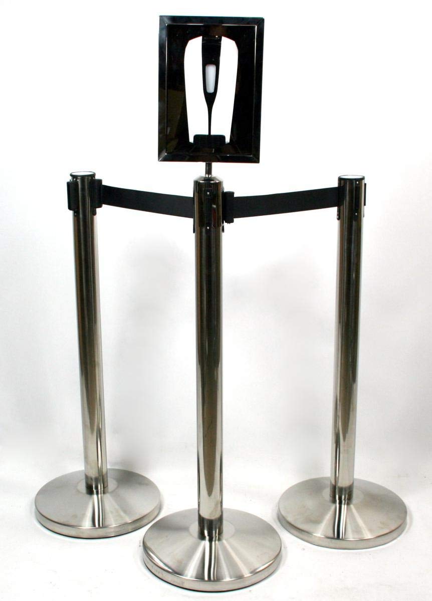 Desinfektionsständer Desinfektionsspender Hygienestation 500ml 110cm mit Plakathalter und Absperrseil