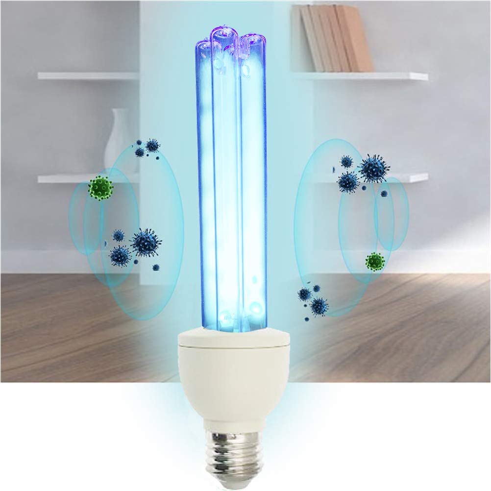 Luce germicida UV, Sterilizzatore per disinfezione disinfezione lampadina germicida a luce ultravioletta Uccidere acaro della polvere, 20W E27 Base a vite Lampada al quarzo senza ozono UVC