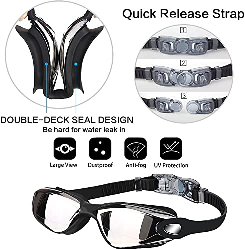 Image of Leosportz Silicone 4 In 1 Swimming Kit - Swimming Cap, Swimming Googles, Earplugs And Nosepulgs Set | UV And Anti Fogg Protection Googles | Silicon Non Sip With New Memory Technology, Black